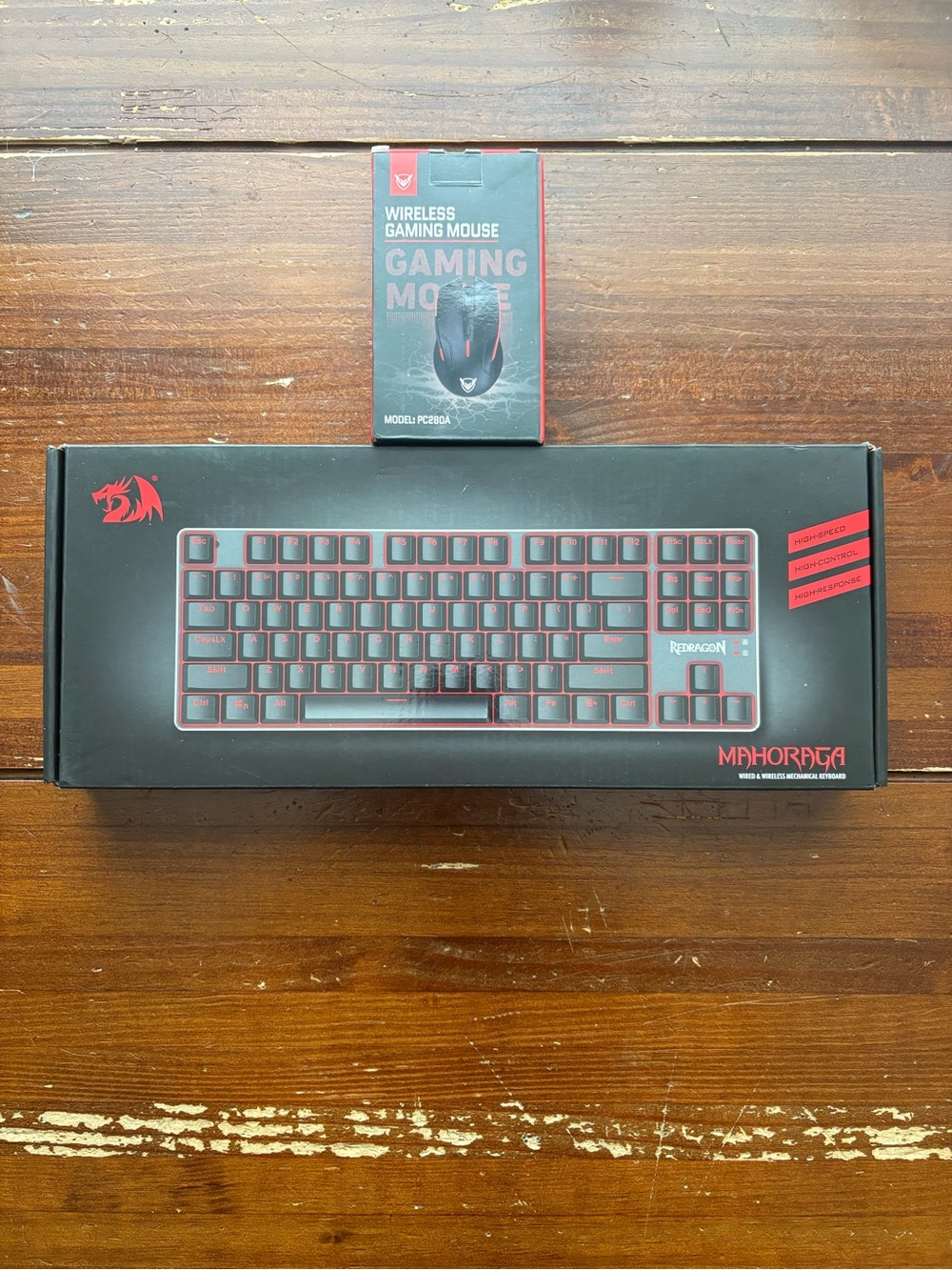 Mechanical Gaming Keyboard and Wireless Mouse Combo - Black with Red Accents